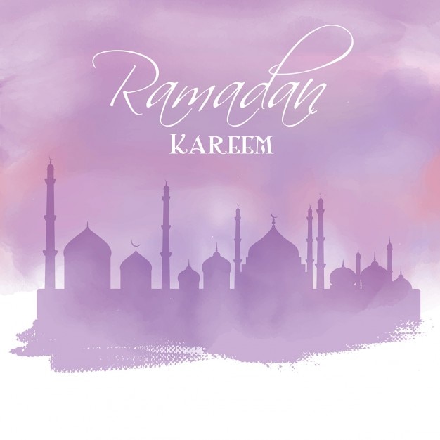 Gratis vector ramadan achtergrond met waterverf effect