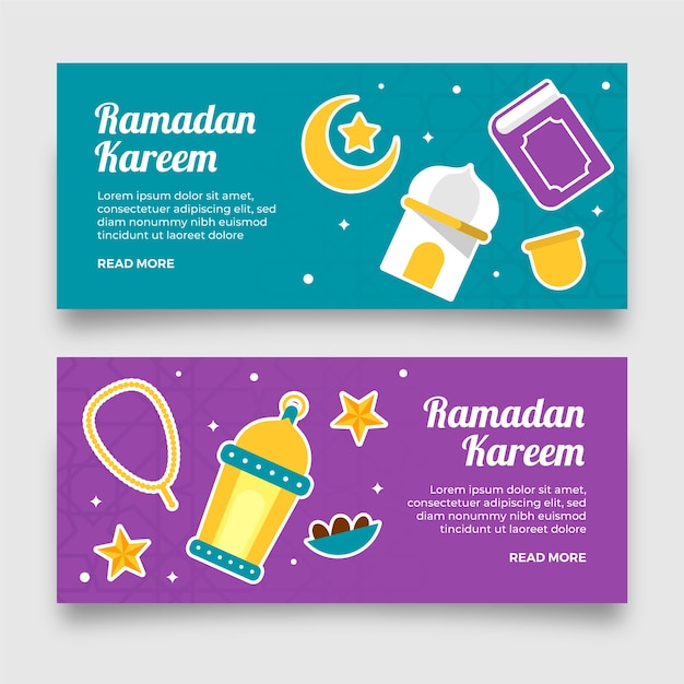 Gratis vector ramadan banner collectie sjabloon