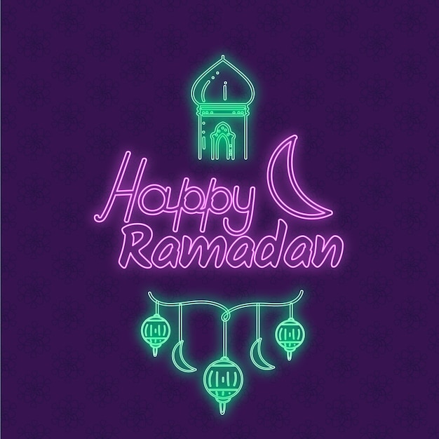 Ramadan belettering neon teken