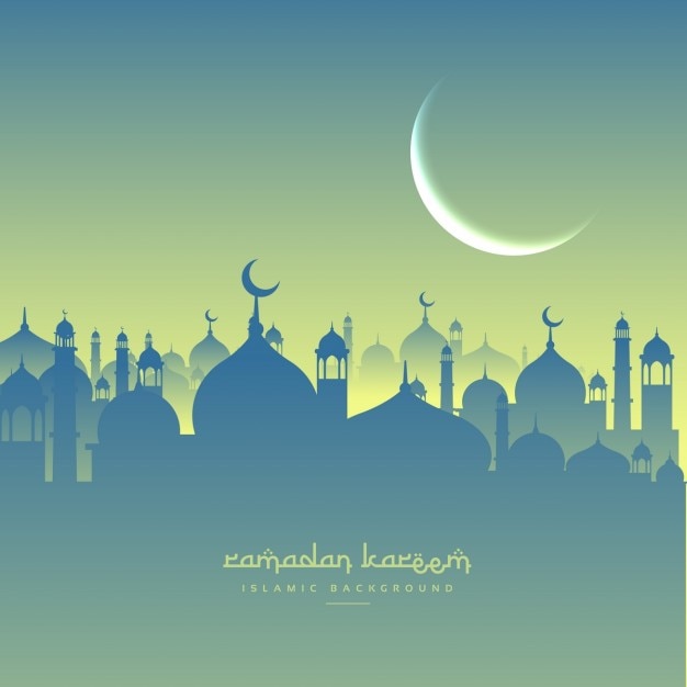Gratis vector ramadan festival groet met moskee vormen