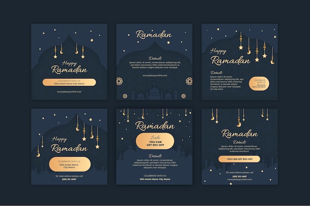 Gratis vector ramadan instagram posts-collectie