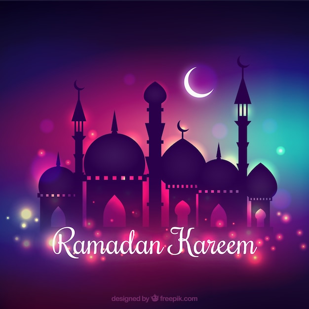 Ramadan kareem achtergrond met nachtelijk ontwerp