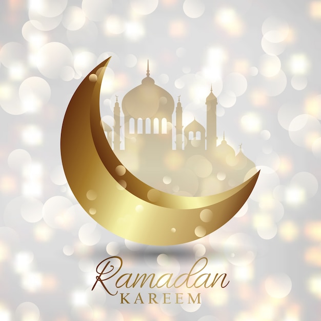 Ramadan kareem-achtergrond op een bokeh steekt ontwerp aan