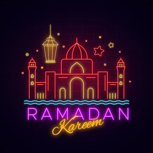 Ramadan kareem belettering neon teken