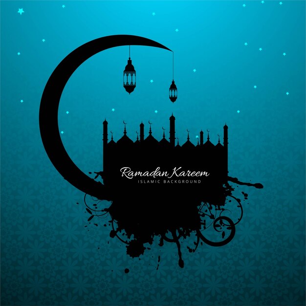 Ramadan kareem blauwe achtergrond