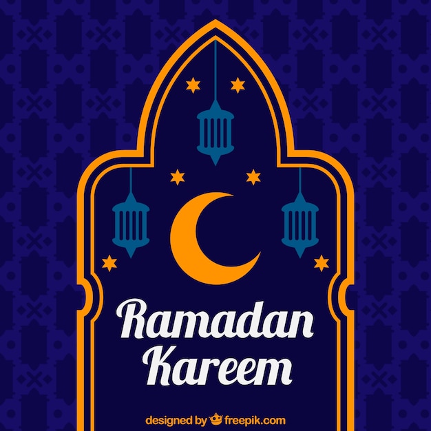 Ramadan kareem blauwe achtergrond