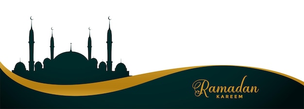 Ramadan kareem brede banner met moskee-ontwerp