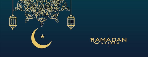 Gratis vector ramadan kareem decoratieve mandala-banner in vlakke stijl