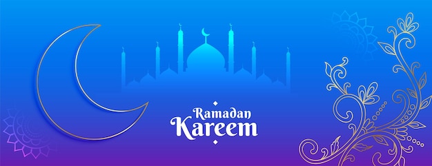 Gratis vector ramadan kareem-festivalbanner met prachtige kleuren