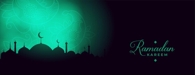 Ramadan kareem gloeiende lichten banner