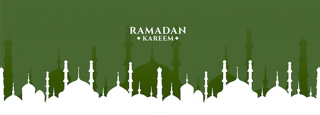 Ramadan kareem groet met moskee ontwerp banner