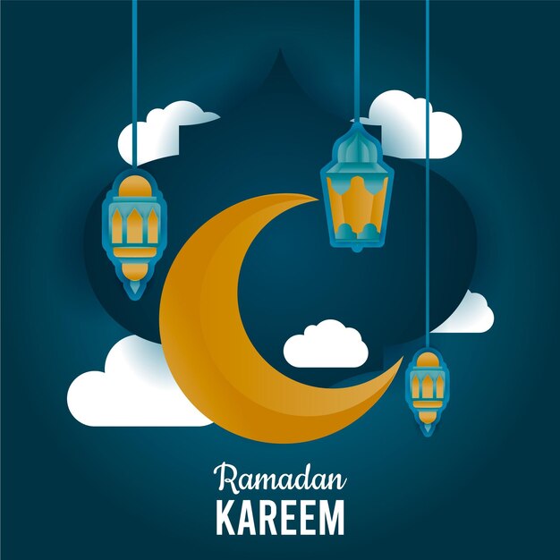 Ramadan kareem-illustratie in papieren stijl