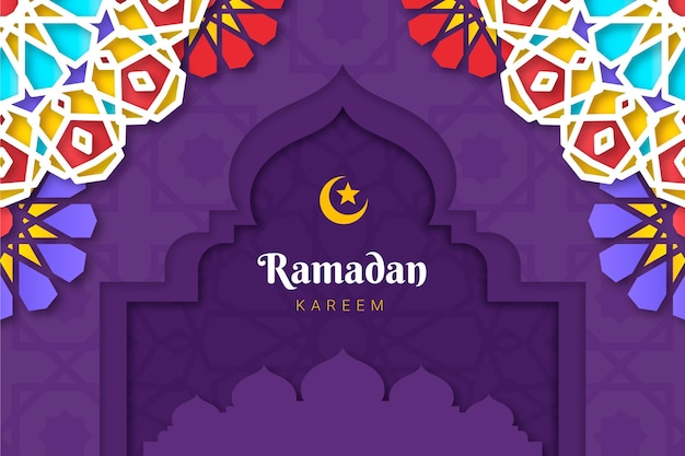 Ramadan kareem-illustratie in papieren stijl