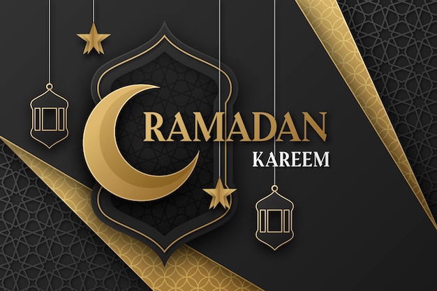 Ramadan kareem-illustratie in papieren stijl