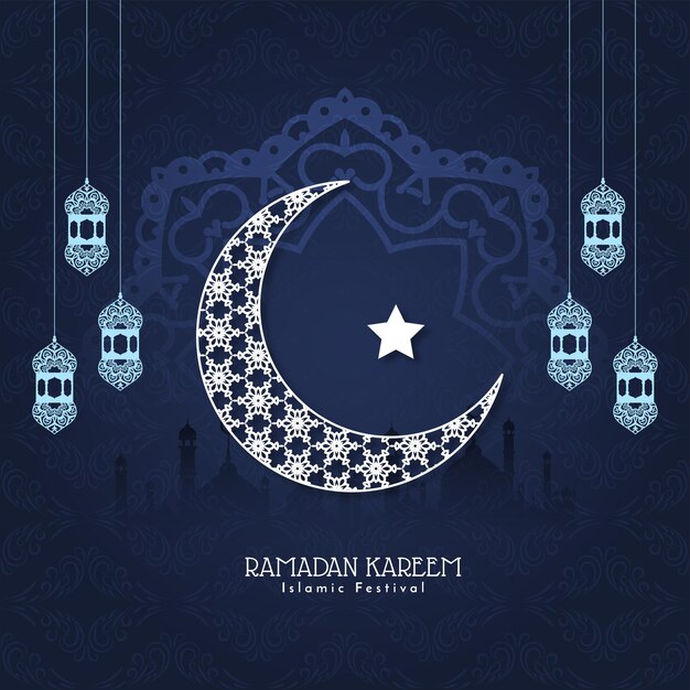 Ramadan Kareem islamitische achtergrond met wassende maan ontwerp vector