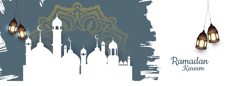 Gratis Vector ramadan kareem islamitische festival groet banner met moskee vector