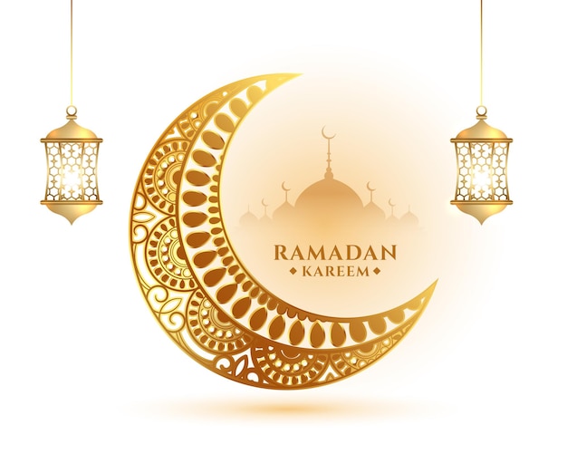 Gratis vector ramadan kareem islamitische festivalgroet met decoratief maanontwerp