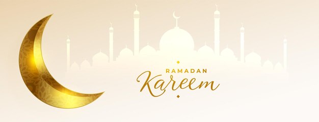 Ramadan kareem islamitische gouden 3d maan zegeningen banner ontwerp