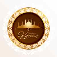 Gratis vector ramadan kareem-kaart met wensen en zegeningen met moskee-ontwerp