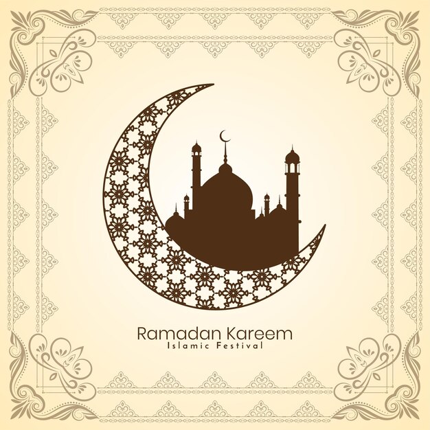 Ramadan Kareem mooie islamitische moskee achtergrond ontwerp vector