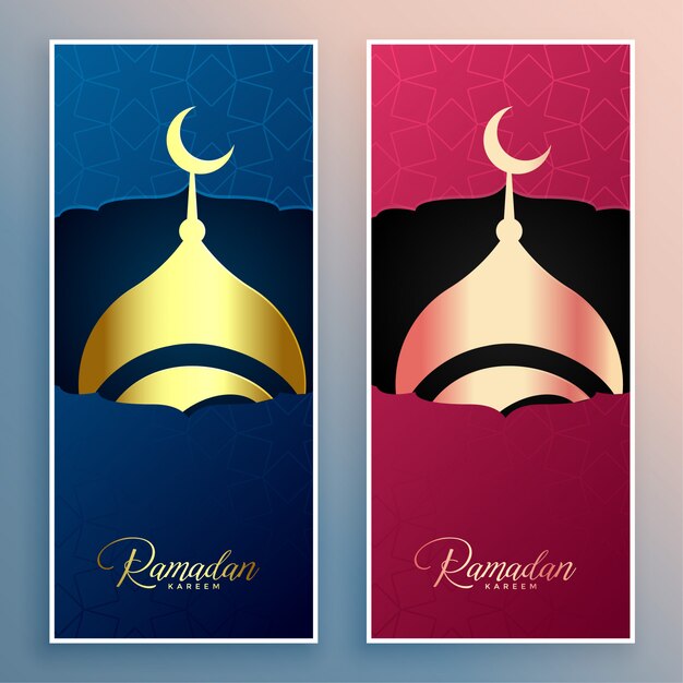 Ramadan kareem moskee ontwerp banner set