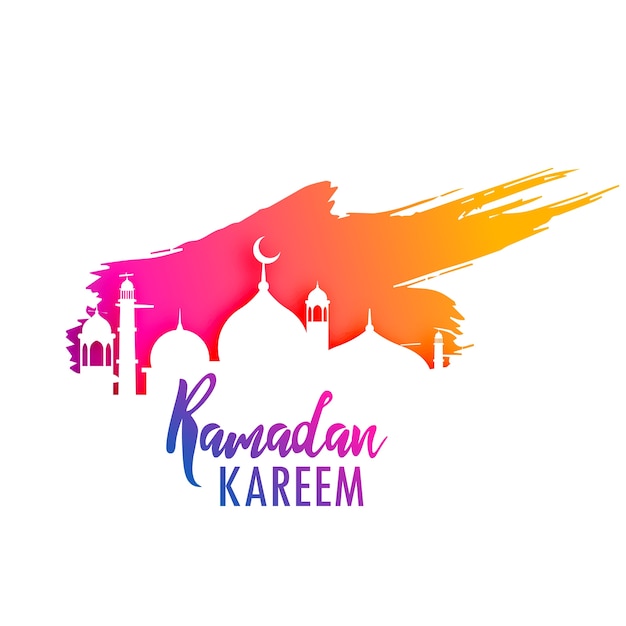 Ramadan kareem ontwerp met kleurrijke verfplons