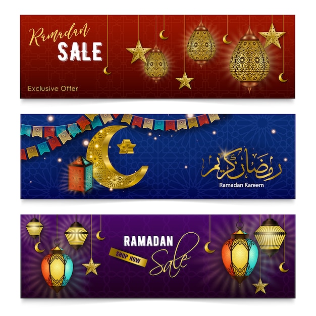 Gratis vector ramadan kareem realistische banners