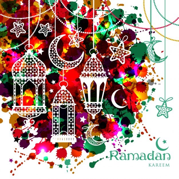 Ramadan Kareem vector illustratie op aquarel achtergrond
