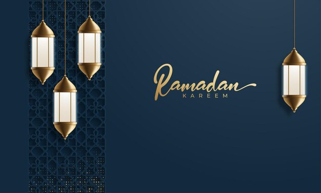 Ramadan Kareem-wenskaart gloeiende gouden Arabische lamp