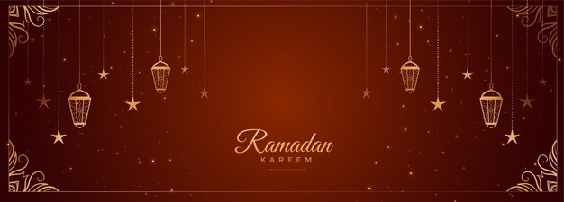 Ramadan kareem wenst banner met arabische decoratie