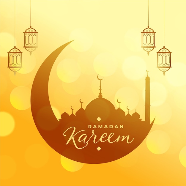 Ramadan kareem wenst groet in gele kleur