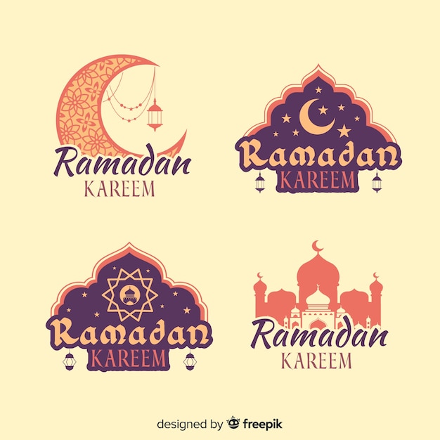 Gratis vector ramadan labelcollectie