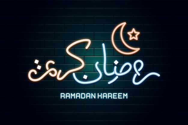 Gratis vector ramadan neon sign collectie