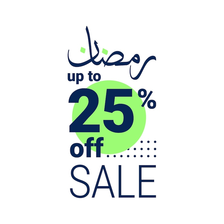 Gratis Vector ramadan super sale krijg tot 25 korting op een gestippelde achtergrondbanner