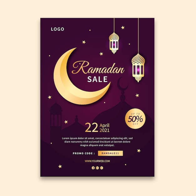 Gratis vector ramadan verkoop verticale flyer-sjabloon