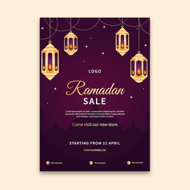 Gratis vector ramadan verkoop verticale poster sjabloon