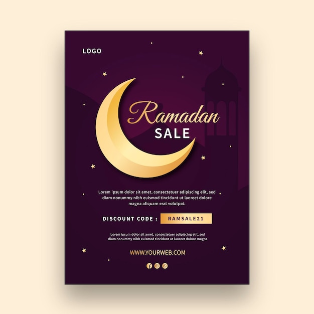 Gratis vector ramadan verticale wenskaartsjabloon