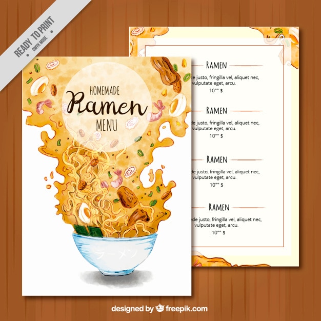 Ramen menu aquarel brochure