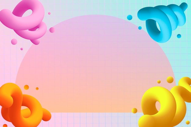 Raster frame achtergrond, abstracte 3d-vormen in kleurrijke ontwerp vector