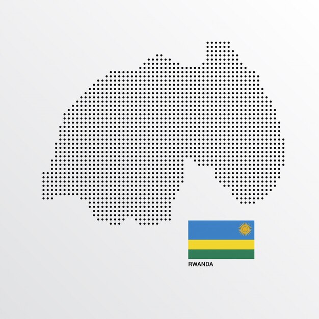 Rawanda-kaartontwerp met vlag en lichte vector als achtergrond