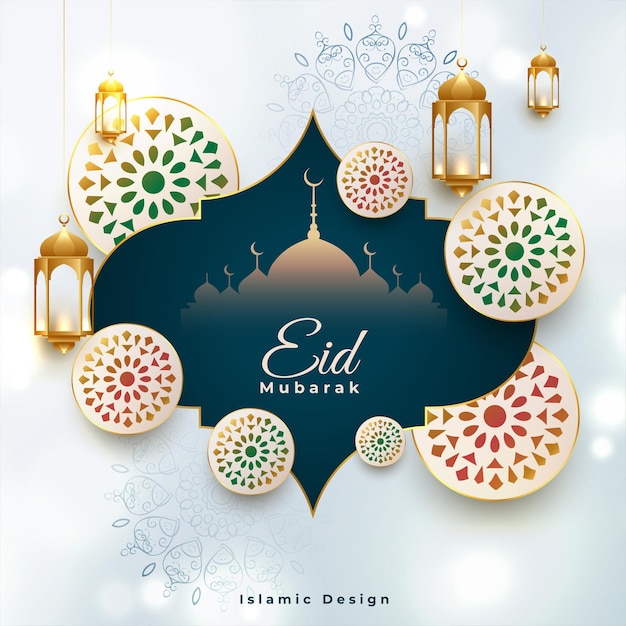 Gratis vector realistisch 3d eid mubarak festivalgroetontwerp