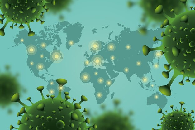 Realistisch coronavirus met kaartconcept