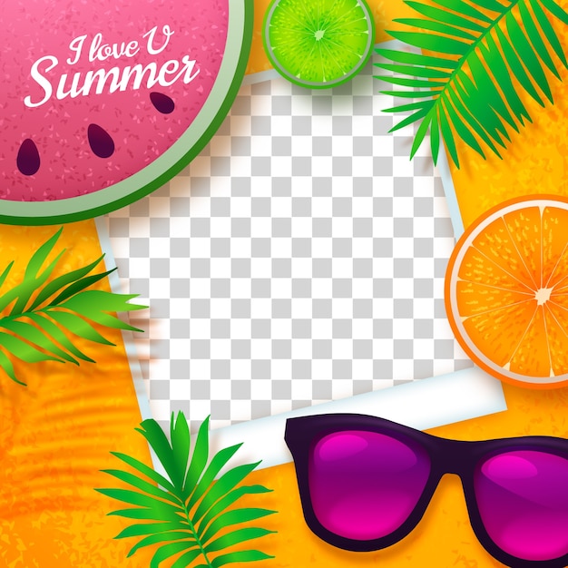 Gratis vector realistisch facebook-frameontwerp voor de zomer