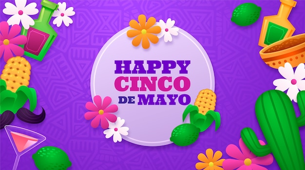 Gratis vector realistisch horizontaal bannermalplaatje voor de viering van cinco de mayo