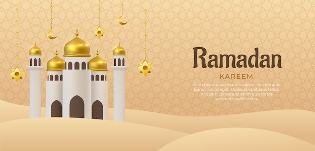 Gratis vector realistisch horizontaal spandoeksjabloon voor ramadan-viering