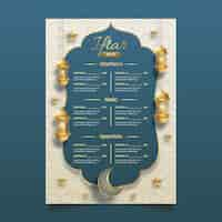 Gratis vector realistisch iftar-menu