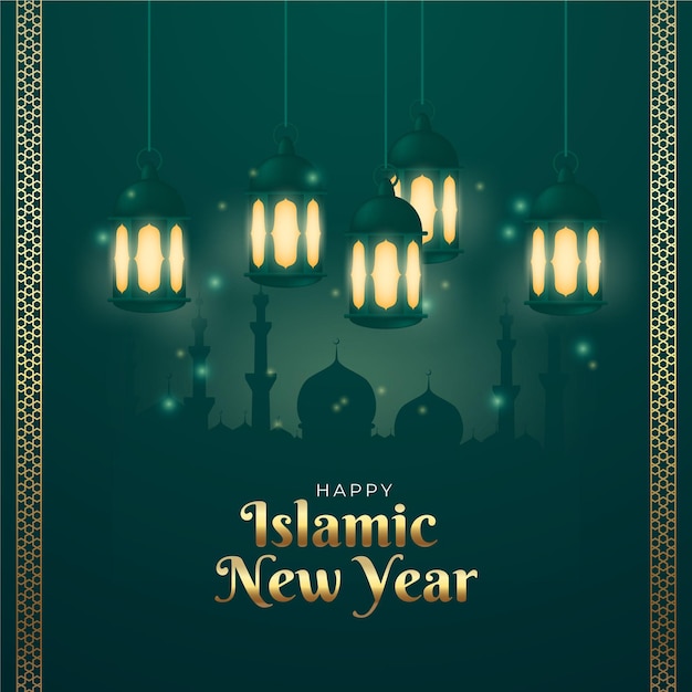 Gratis vector realistisch islamitisch nieuwjaarsconcept