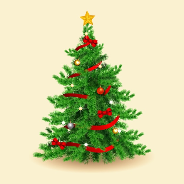 Gratis vector realistisch kerstboomconcept