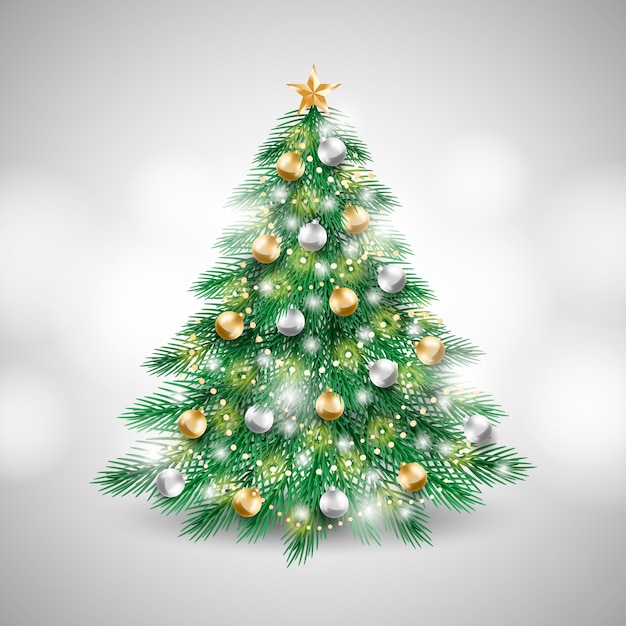 Gratis vector realistisch kerstboomconcept