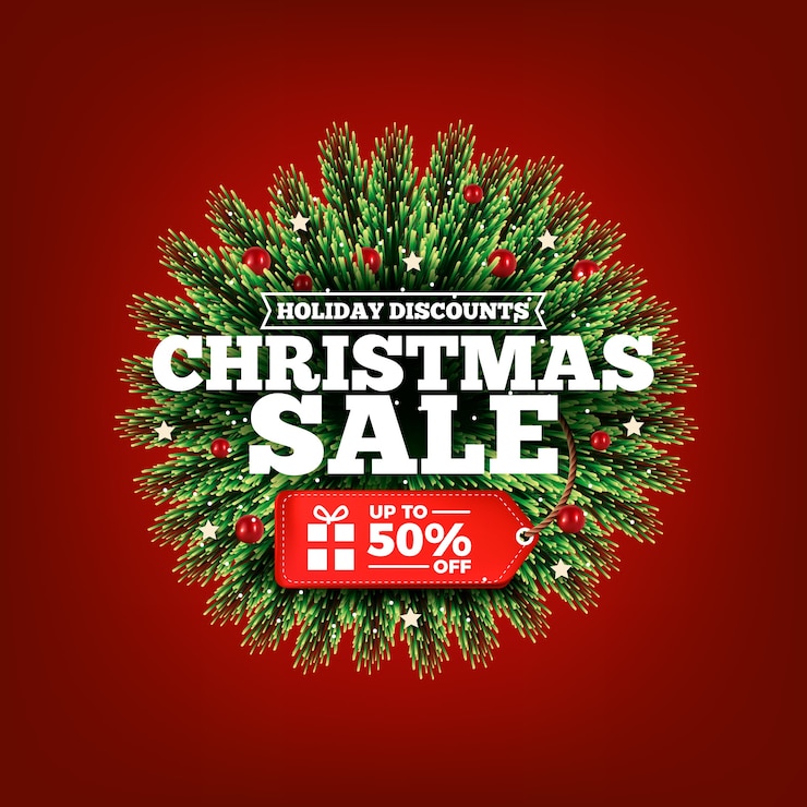Gratis Vector realistisch kerstmis verkoopconcept
